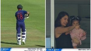 Anushka Sharma With Daughter Vamika in Her Arms Reacts to Virat Kohli's Cradle Celebration on Reaching Fifty in 3rd ODI is Going Viral | WATCH VIDEO